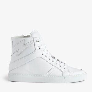 NIB | Zadig and Voltaire ZV1747 High Flash Sneakers White‎ Zip FR40/US9